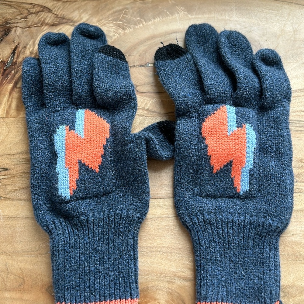J Crew Crewcuts Boys Navy Blue Lightening Bolt Gloves